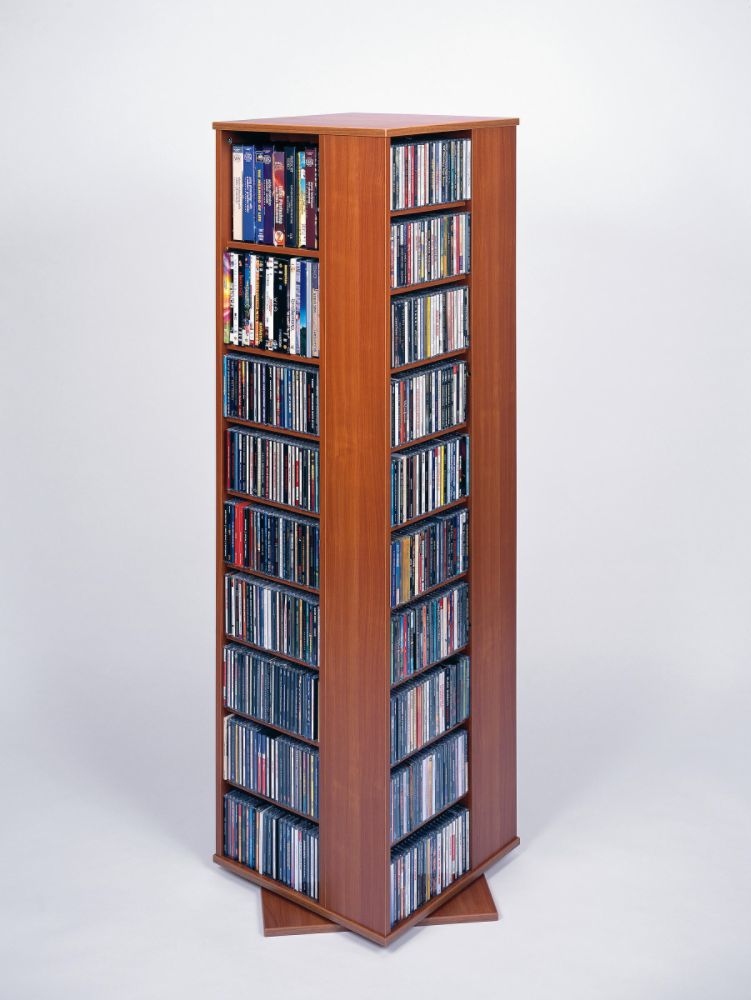 Leslie Dame High Capacity 61-1/2"H x 18"W x 18"D Spinning Multimedia Storage Rack - Cherry Finish at Sears.com