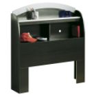 Cosmos 45"H x 10"W x 42"D Twin Bookcase Headboard - Black Onyx And Charcoal