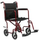 Excel Aluminum Transport Wheelchair, Red