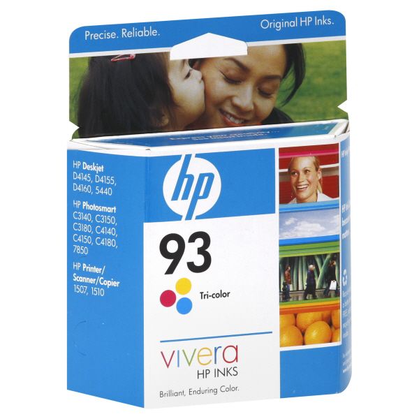 hp Invent Vivera HP Inks Inkjet Print Cartridge, Tri-Color 93, 1 cartridge