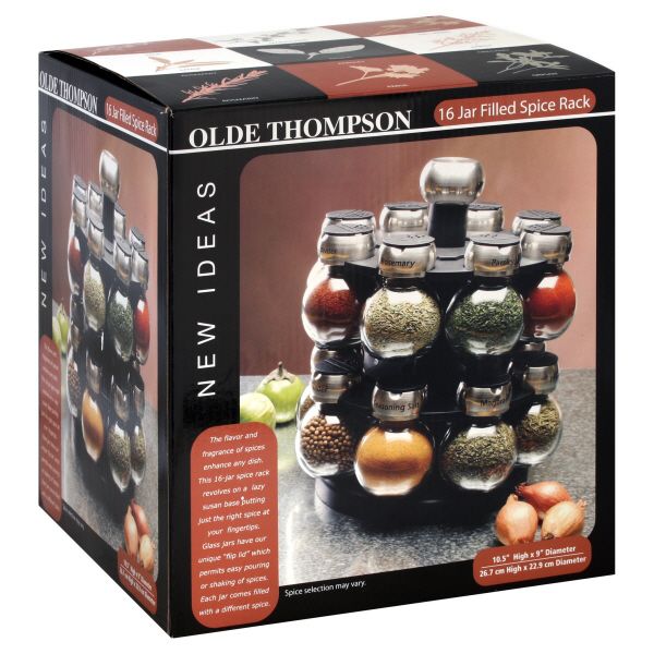 Olde Thompson Spice Rack, 16 Jar, Filled, 1 rack