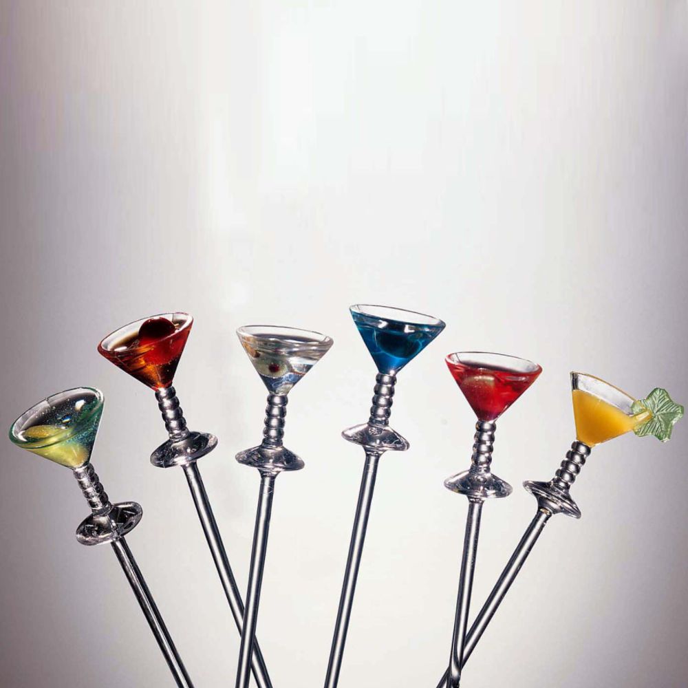 Prodyne Set of 6 Jubilee Colored Acrylic Classic Martini Picks