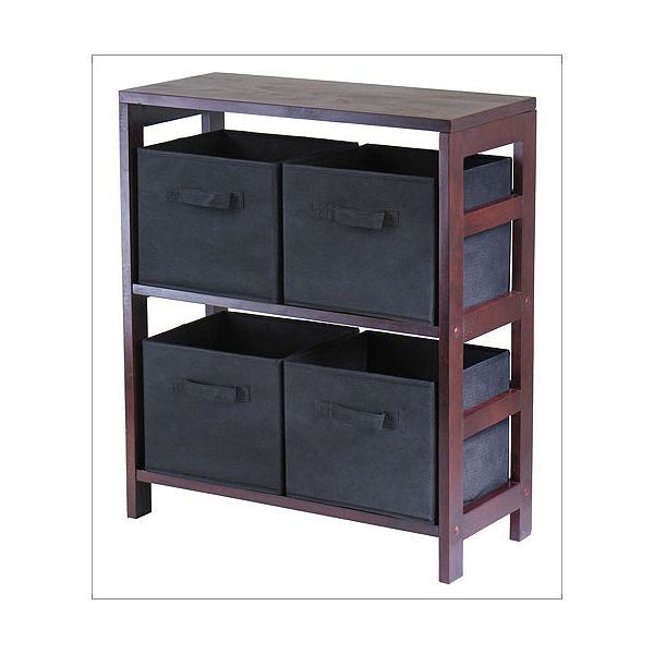 Kmart Coupons Online Codes Winsome Capri Low Storage Shelf With 4 Foldable Black Fabric Baskets