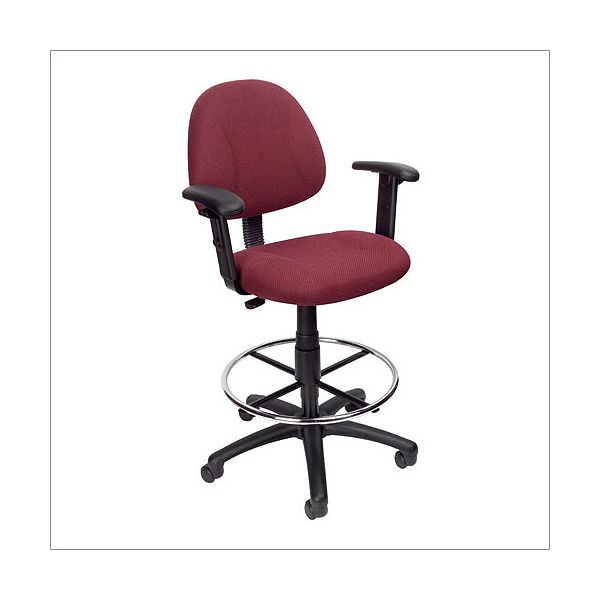 Adjustable Drafting Stool With Foot Ring & Height Arms - Burgundy BOP1110_2085841