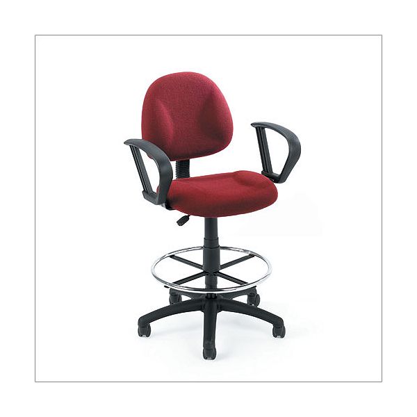 Adjustable Drafting Stool With Foot Ring & Loop Arms - Burgundy Tweed BOP1111_2085845