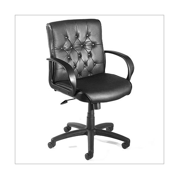 Adjustable Ergonomic Button Tufted Mid-back Executive Chair - Black BOP1050_2085471