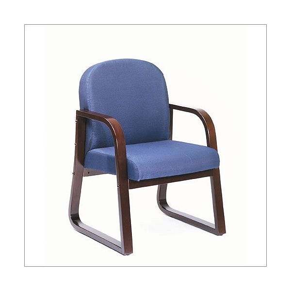 17.5"h Molded Mahogany Reception Chair - Blue Fabric BOP1104_2085821