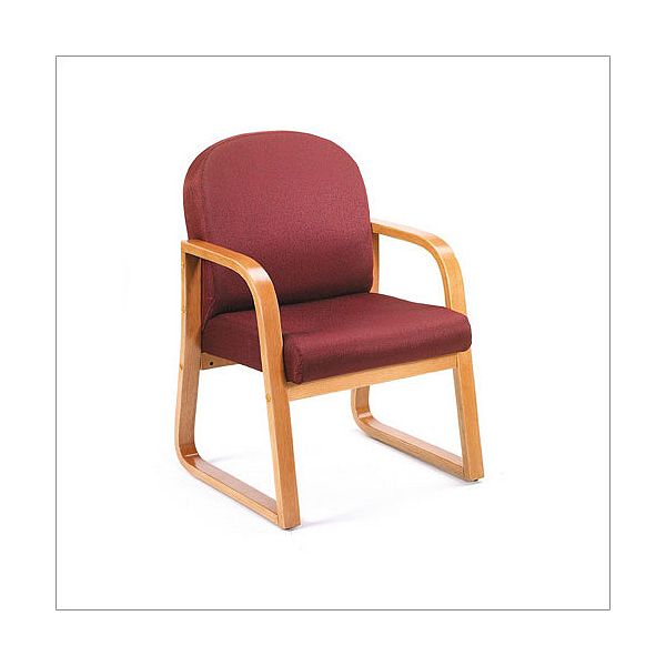 17.5"h Molded Oak Reception Chair - Burgundy Fabric BOP1103_2085816