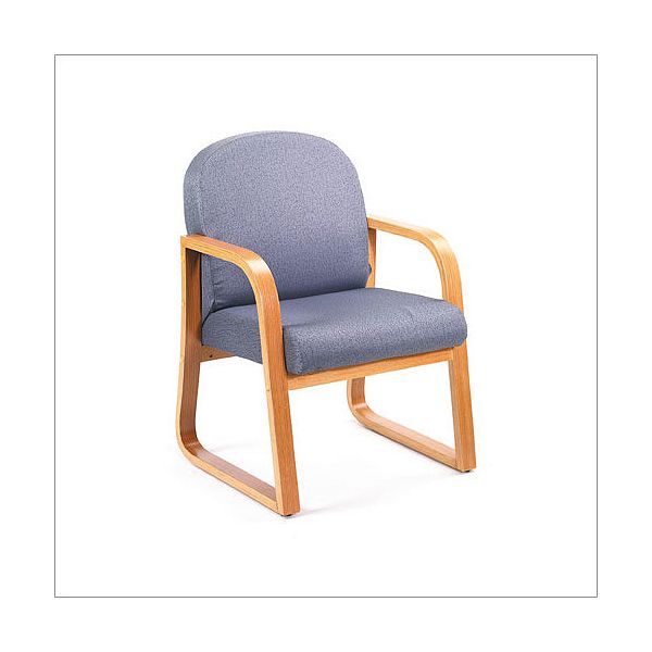 17.5"h Molded Oak Reception Chair - Gray Fabric BOP1103_2085819