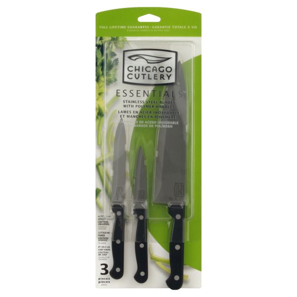 Chicago Cutlery Essentials 3 Piece Set, Utility Knife, Parer, Chef