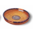 Round Rattan & Terra Cotta Large Tray
