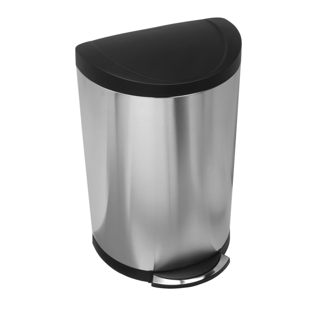 simplehuman 40 Liter Semi-Round Step Can, Brushed Stainless Steel