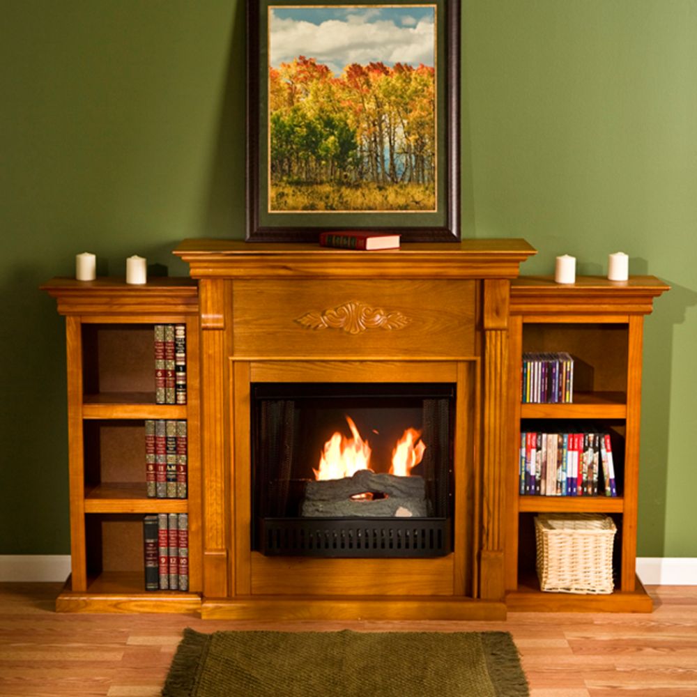 Southern Enterprises, Inc. Teri Gel Fuel Fireplace W/Bookcases - Go