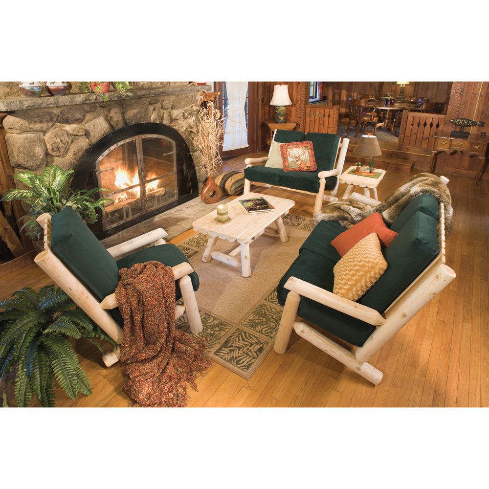 Cedar Looks 36"H Log Sofa - White Cedar with Khaki Cushions at Sears.com