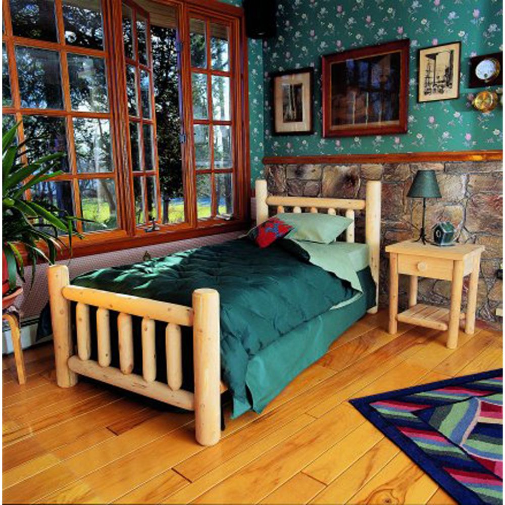 Cedar Looks Wood Log King Bed Set