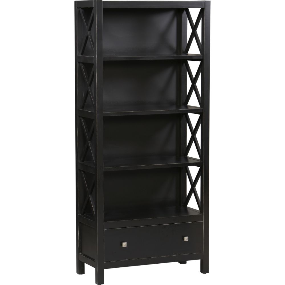 Linon Home Décor Anna Collection 5-Shelf Bookcase with Drawer - Antique Black