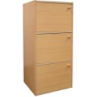35-1/2"H x 12"W x 16-1/2"D 3-Level Living Room Bookshelf with Doors - Light Natural Wood