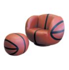 Basketball Chair & Ottoman Set - Black & Brown