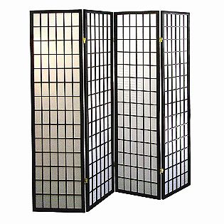 Ore Wood 4-Panel Room Divider - Black - Furniture & Mattresses ...