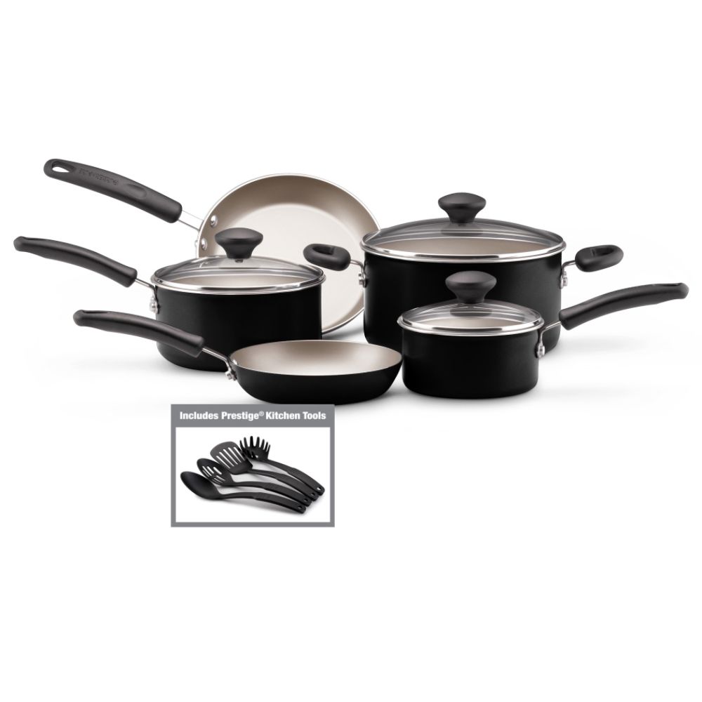 Farberware Nonstick Aluminum 12 Piece Cookware Set in Black