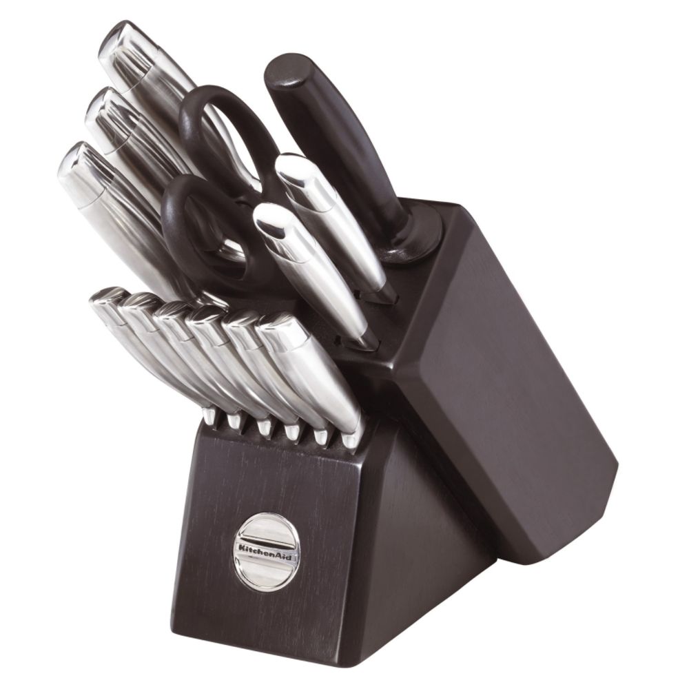 Stainless Steel Kitchen Knives on Kitchenaid 14 Pc  Cutlery Set With Stainless Steel Knives In Black