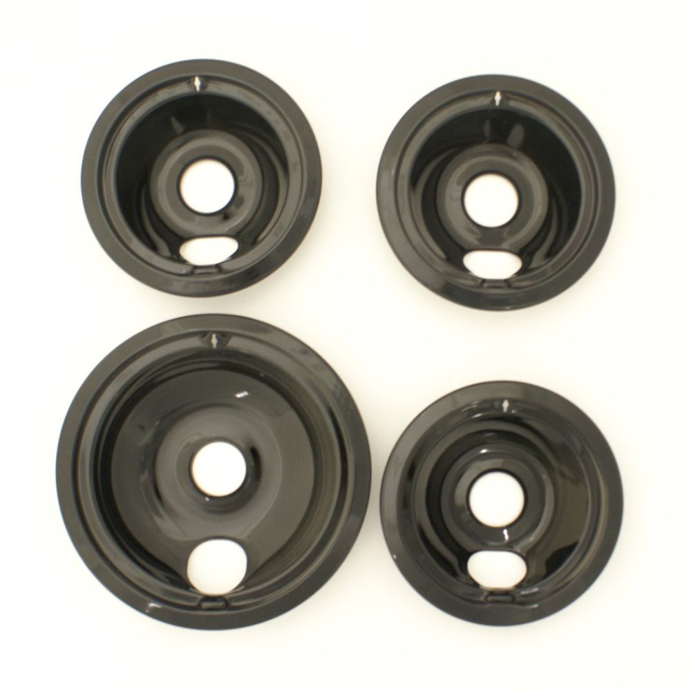 Range Kleen 3 - 6" and 1 - 8" black porcelain drip pans  - 4 pack at Sears.com