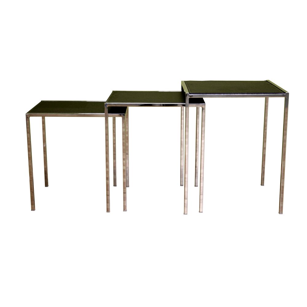 Baxton Studio 3-Piece Bonded Leather Top Nesting Tables - Black