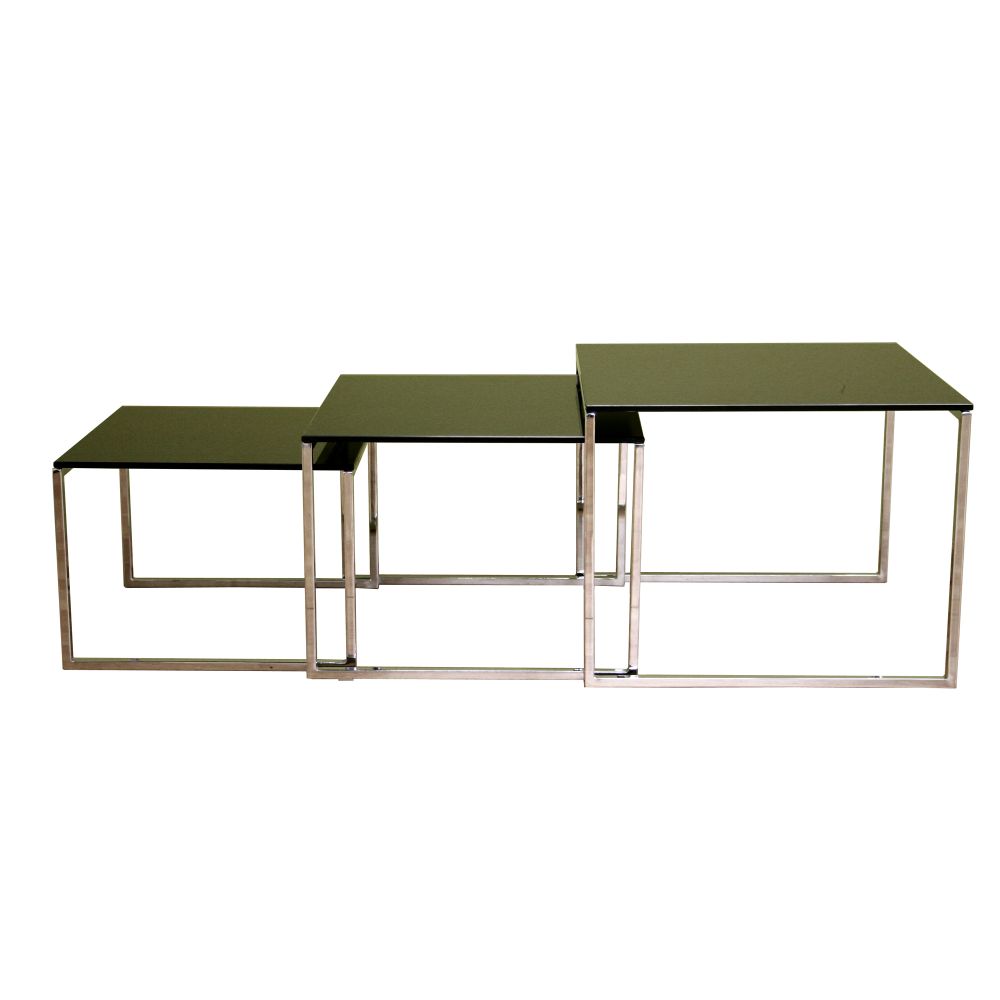 Baxton Studio 3-Piece Glass Top Nesting Tables - Black at Kmart.com