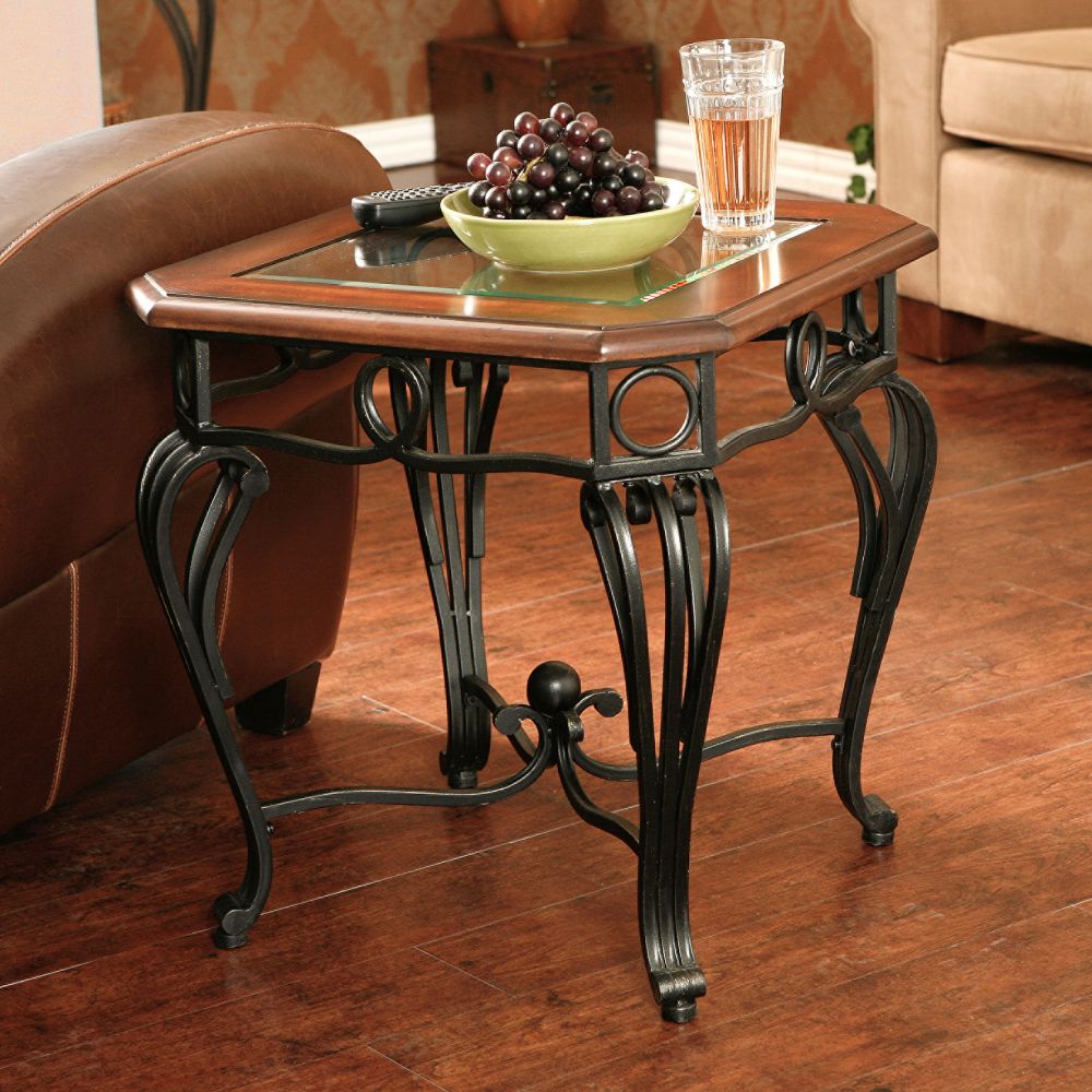 Southern Enterprises, Inc. Prentice Glass Top Living Room End Table - Dark Cherry at Sears.com