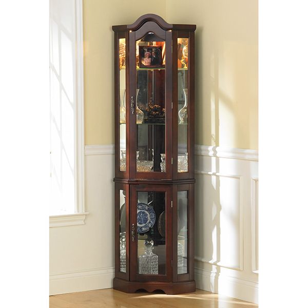 Southern Enterprises, Inc. Lighted Curio Cabinet - Mahogany Finish at Sears.com