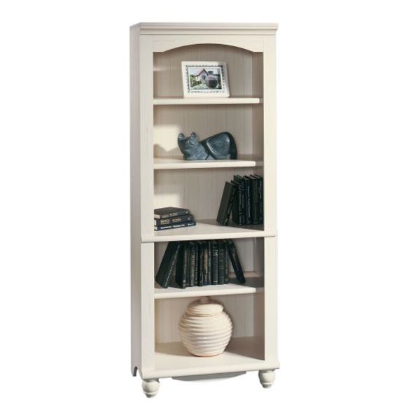 Sauder 72-1/4"H x 27-1/2"W x 17-1/2"D5-Shelf Living Room Library Bookcase - Antiqued White at Sears.com