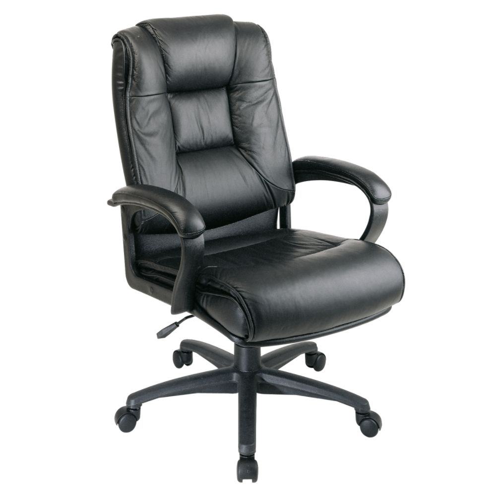 Deluxe High-Back Adjustable Executive Leather Chair - Black