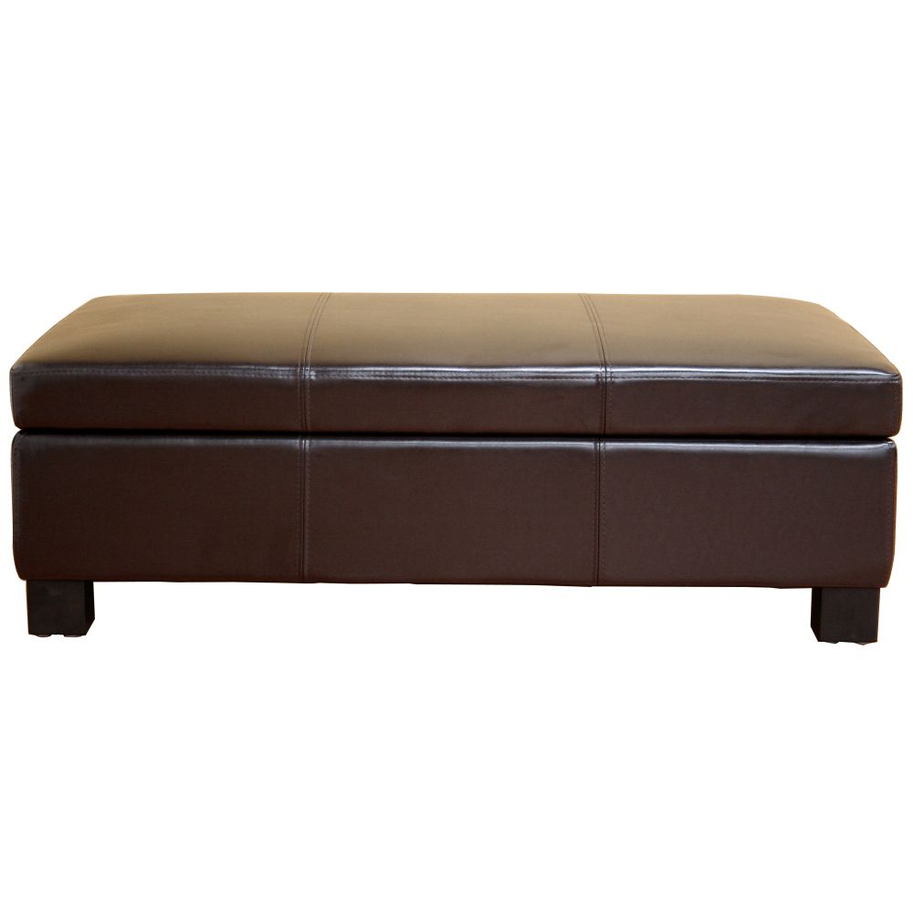 Baxton Studio Rocio 15"H x 47"W x 27"D Contemporary Bonded Leather Storage Ottoman - Dark Espresso at Sears.com