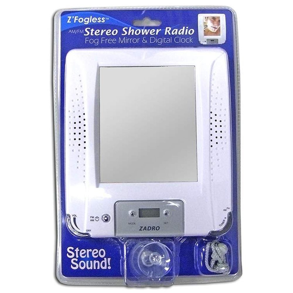 Zadro Z' Fogless Shower Mirror w/ Radio & Clock