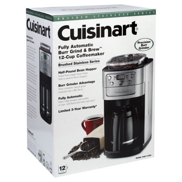 Cuisinart Brushed Stainless Series Coffeemaker, 12-Cup, Fully Automatic Burr Grind & Brew, 1 coffeemaker