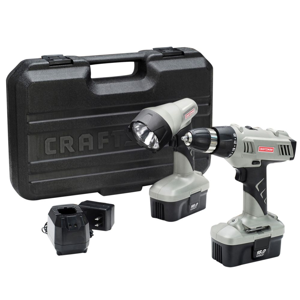 Craftsman 14.4V Cordless Drill w/Flashlight, 2 Batteries, Charger and Case