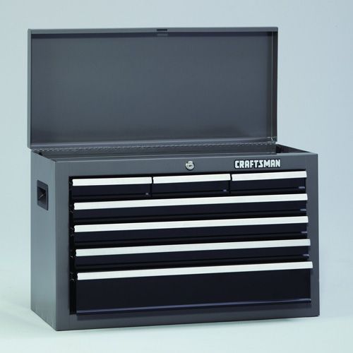 26" Wide 7-Drawer Basic Top Chest - Platinum/Black