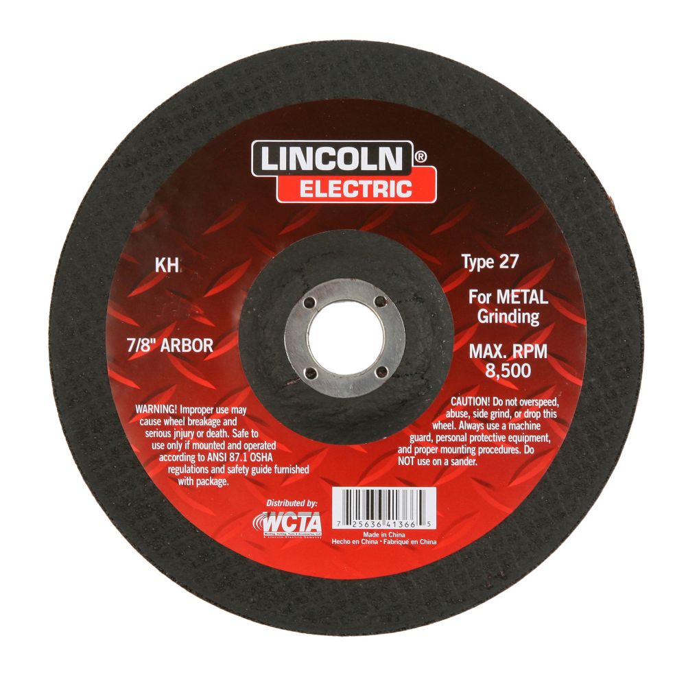 Lincoln Electric GRINDING WHEEL  4-1/2"X1/4" - 7/8" ARBOR TYPE 27 (1 PACK)