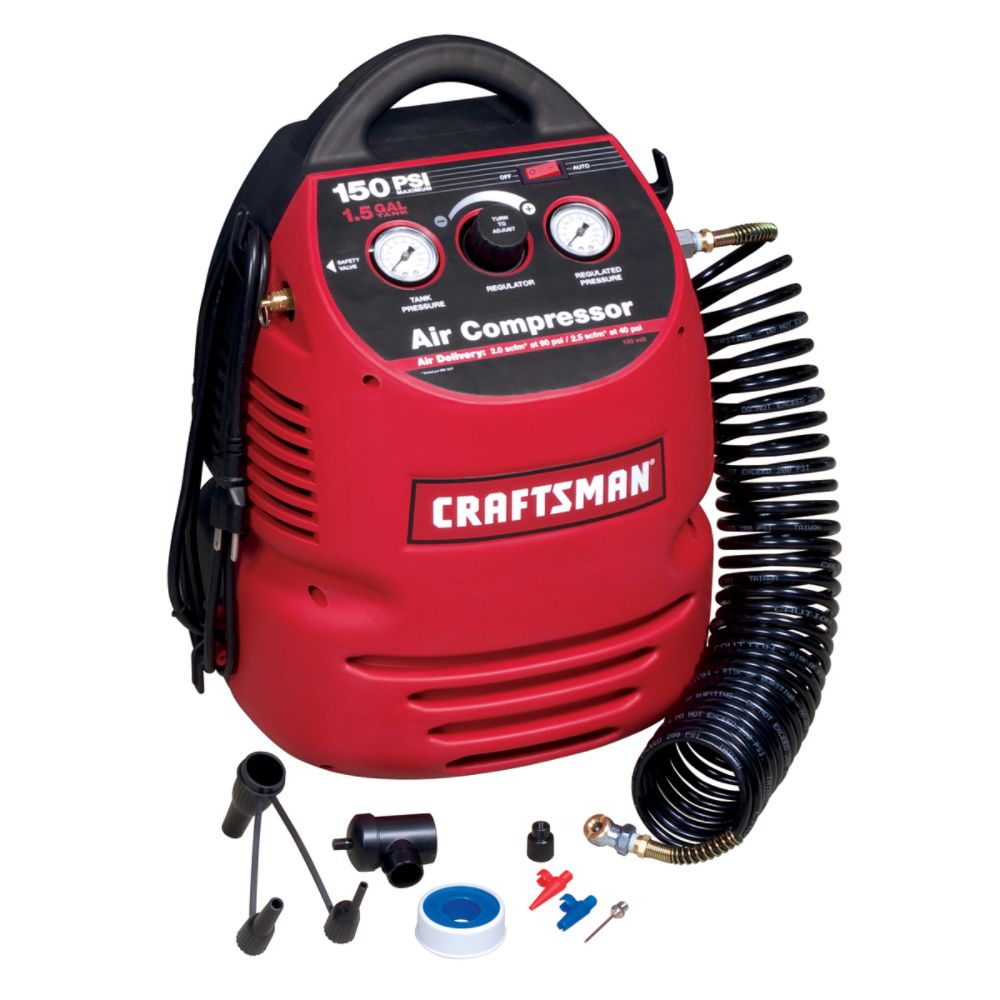  Compressor Craftsman Sears on Craftsman 1 5 Gallon Portable Air Compressor With Hose And 8pc