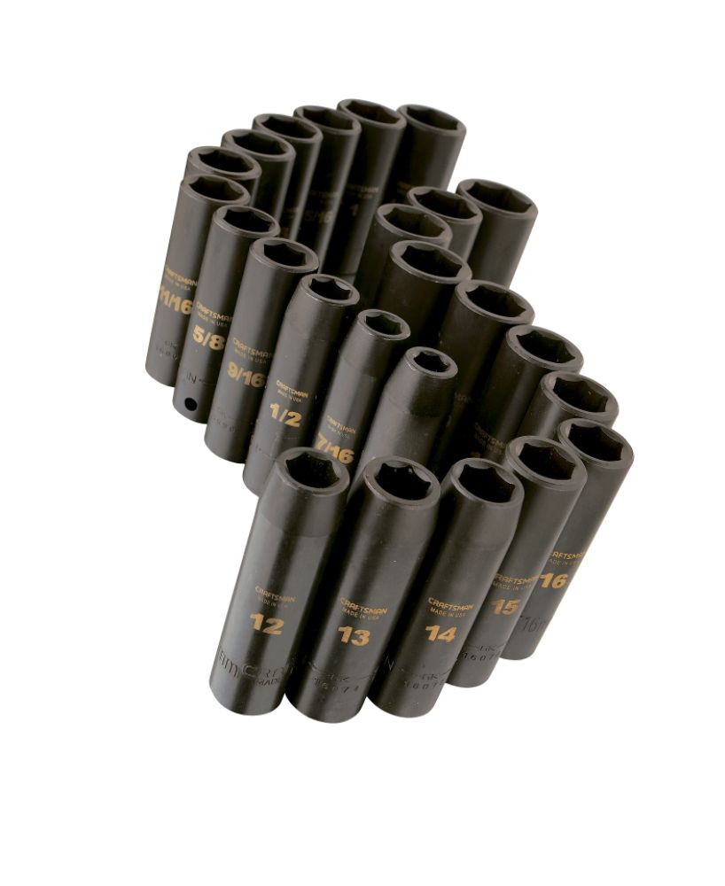 Craftsman 24 pc. Easy to Read Impact Socket Set, 6 pt. Deep, 1/2 in. Drive at Sears.com