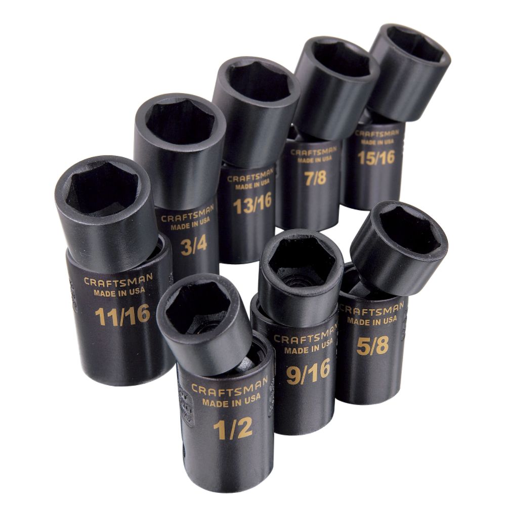 Craftsman 8 pc. Standard Easy to Read Swivel Impact Socket Set, 6 pt. 1/2 in. Drive at Sears.com