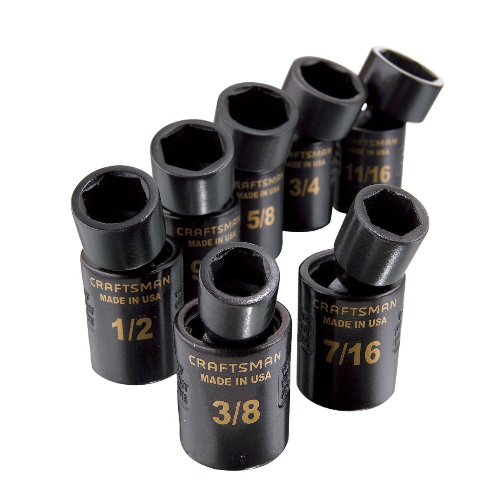 Craftsman 7 pc. Standard Easy to Read Swivel Impact Socket Set, 6 pt. 3/8 in. Drive at Sears.com