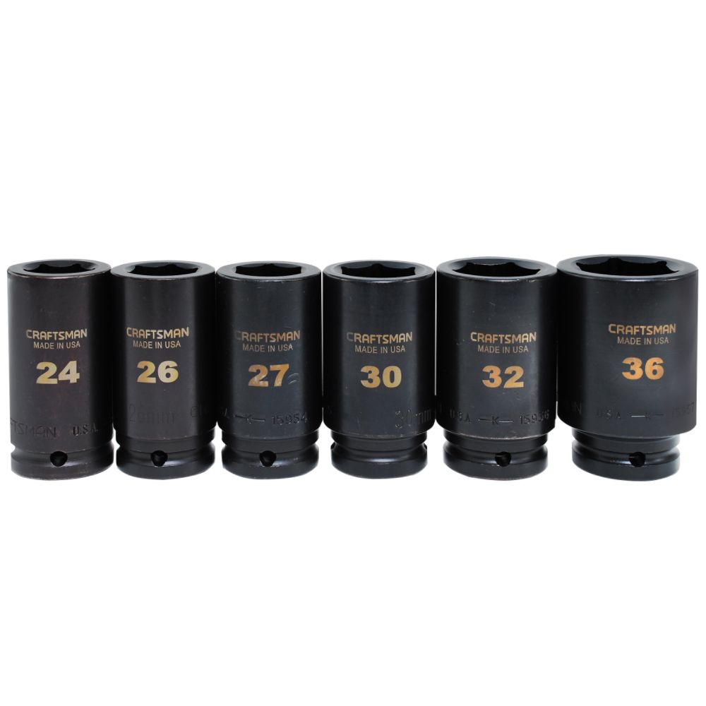 Craftsman 6 pc. Standard Easy to Read Impact Socket Set, 6 pt. Deep, 3/4 ...