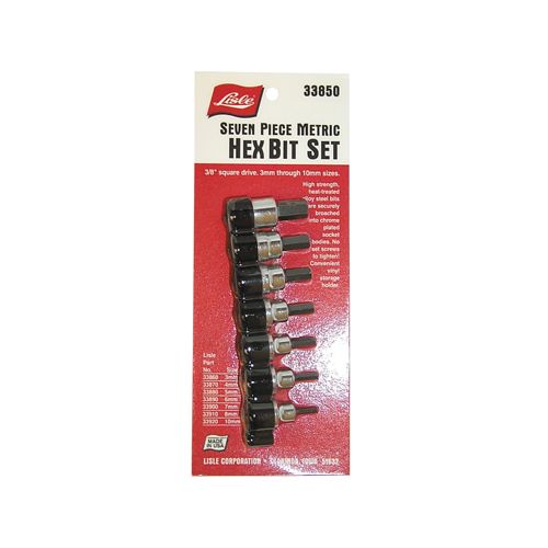Lisle&nbsp; Socket Hex Bit Set 3/8in. Drive 7 Piece Metric 3 to 10mm