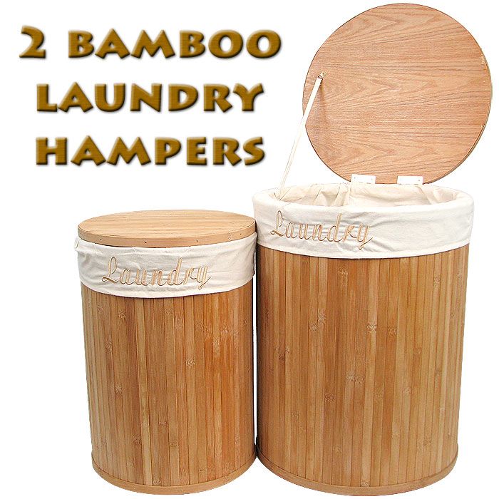 Trademark Tools Set of 2 Wood Laundry Hampers with Cotton Liners at Sears.com