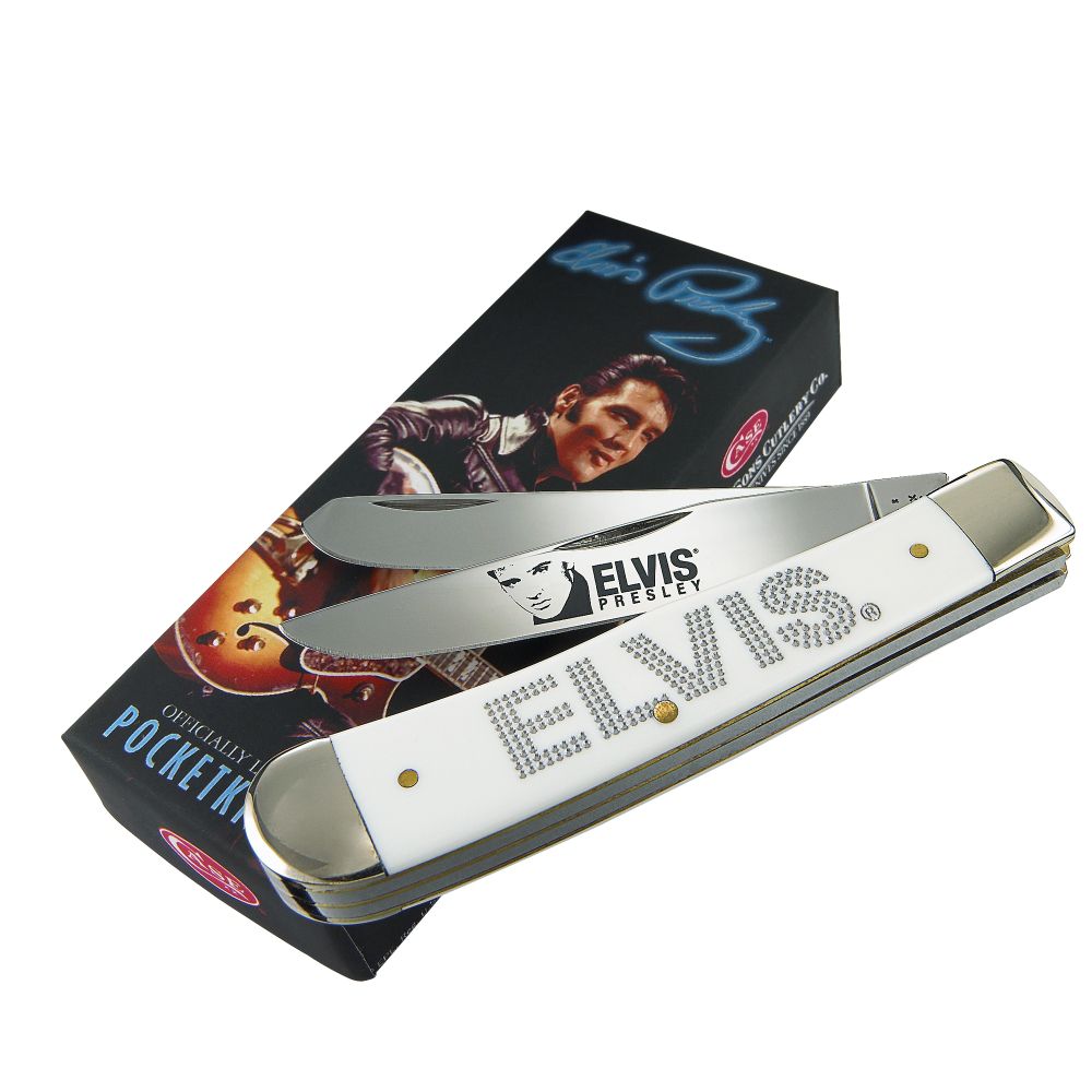 Commemorative Elvis Presley&reg; White SyntheticTrapper Knife