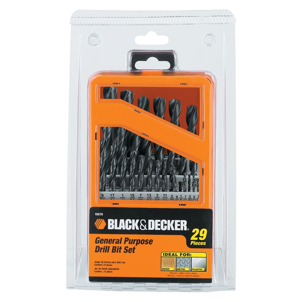 black and decker drill bits. Black & Decker 29 pc. Drill Bit Set. From 1/16 inch to 1/2 inch, 
