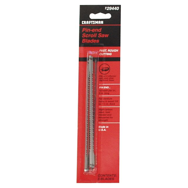 Craftsman 5 in. 10 tpi Pin End Scroll Saw Blade (Repl 26870), 5 pk. at Sears.com