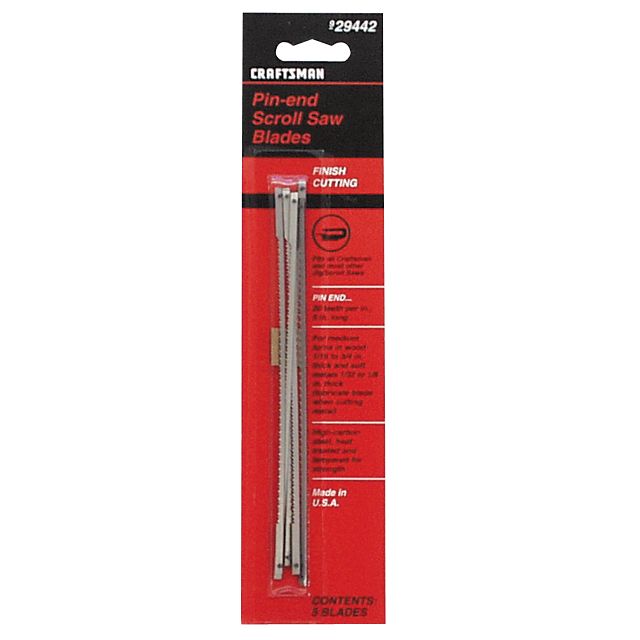 Craftsman 5 in. 20 tpi Pin End Scroll Saw Blade (Repl 26872), 5 pk. at Sears.com