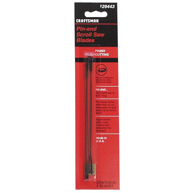 Craftsman 5 in. 18.5 tpi Pin End Scroll Saw Blade (Repl 26879), 5 pk. at Sears.com